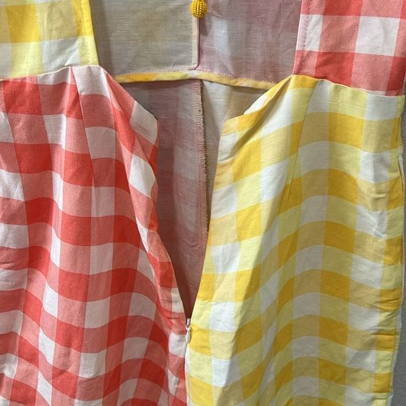 FARM RIO (by Anthropologie) Gingham Colorblock Contrast Romper, Size S - Picture 10 of 13